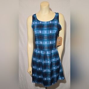 Route 66 Blue and Black‎ Checkered Mini Dress